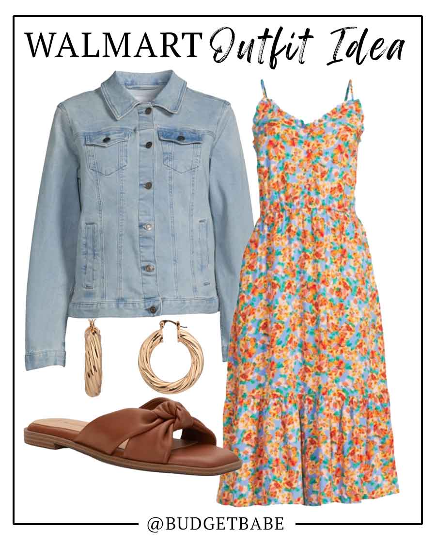 Walmart spring outfit idea with eyelet dress