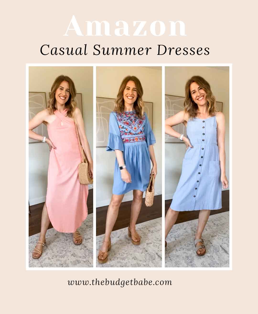 3 casual summer dresses on Amazon