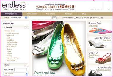 endless shoes website