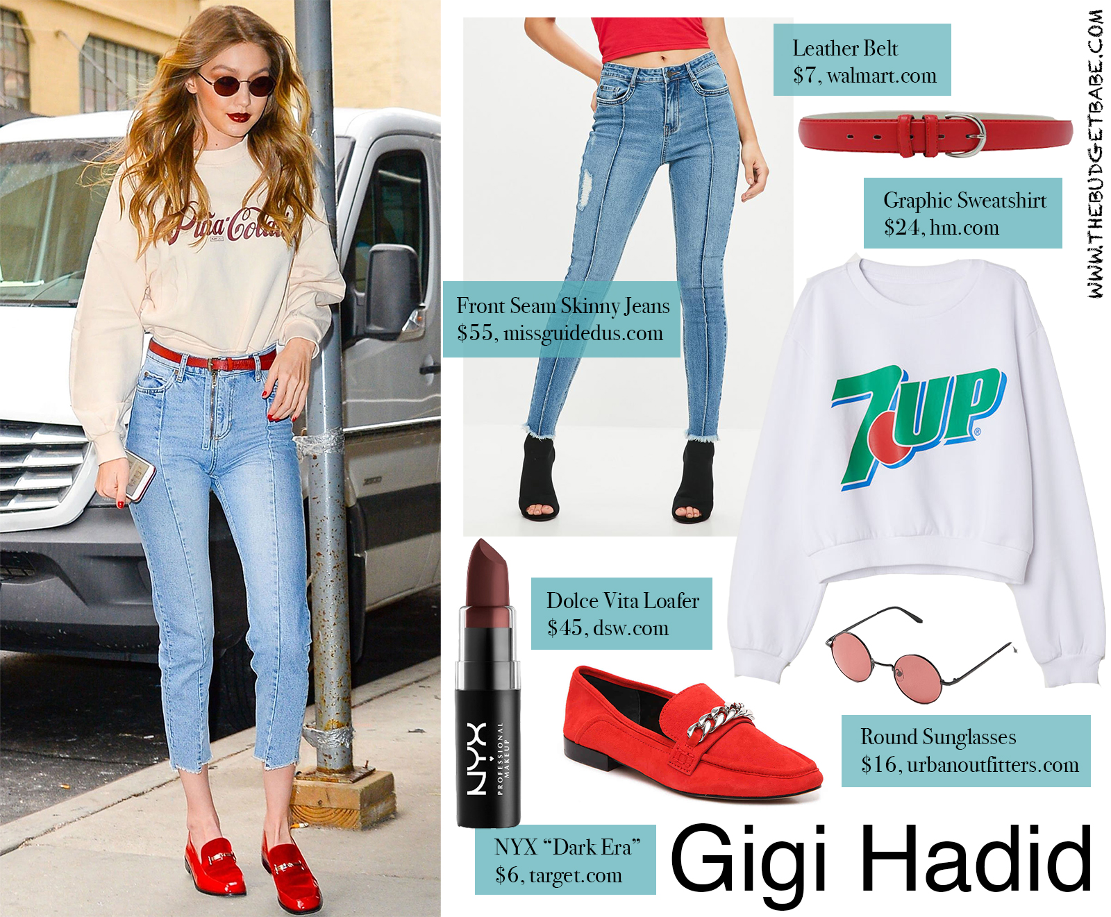 Gigi Hadid Pina Colada Sweatshirt + Red Shoes