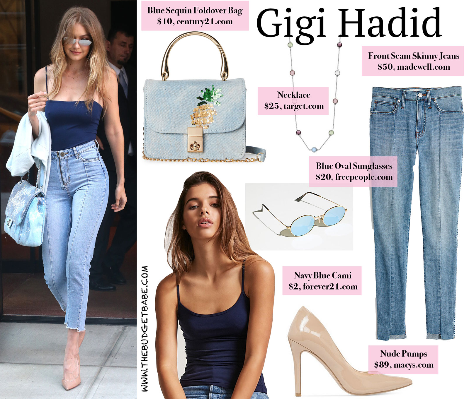 Gigi Hadid Blue Sequin Chanel Bag Look for Less