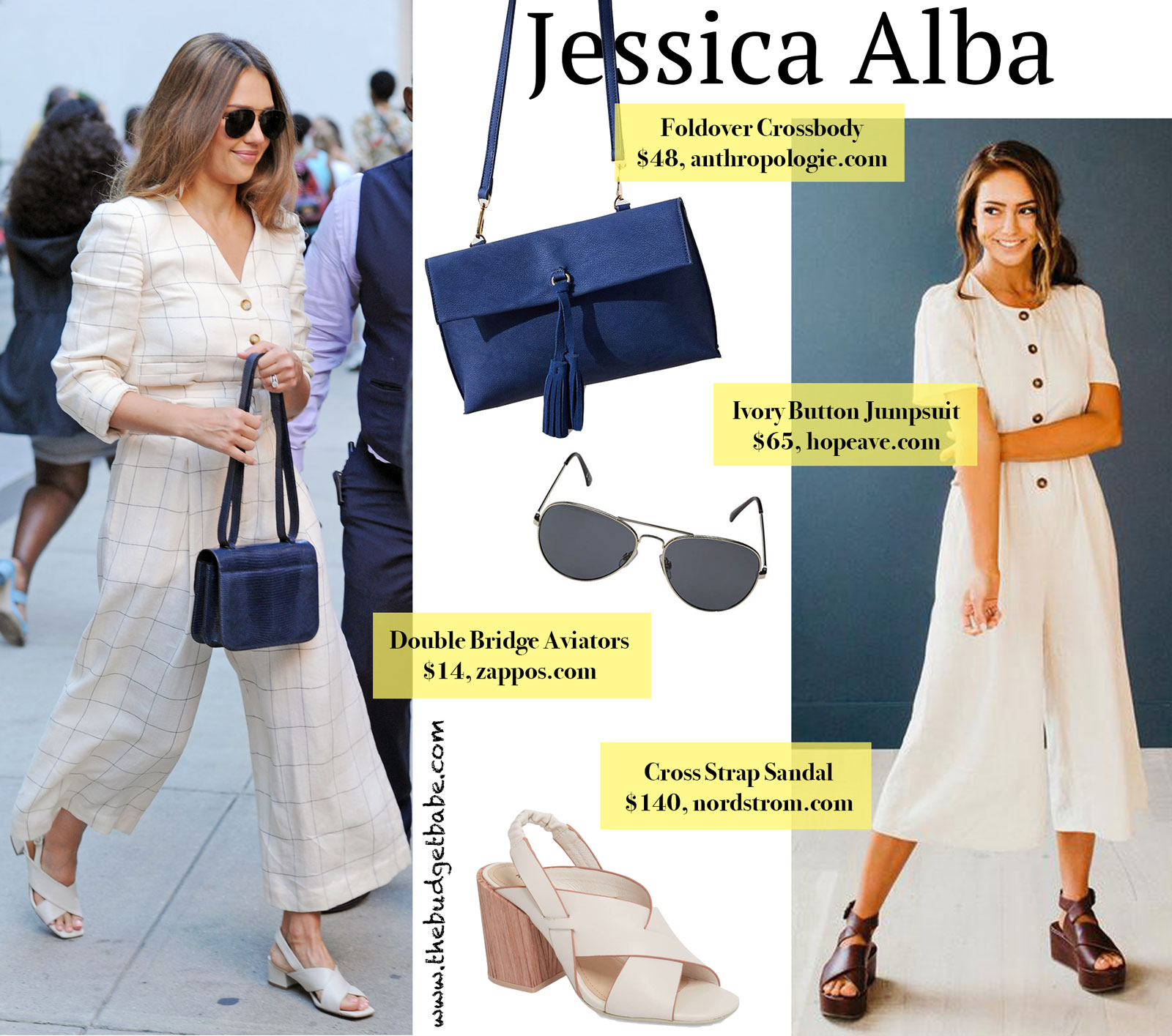 Jessica Alba Check Button Jumpsuit Look for Less