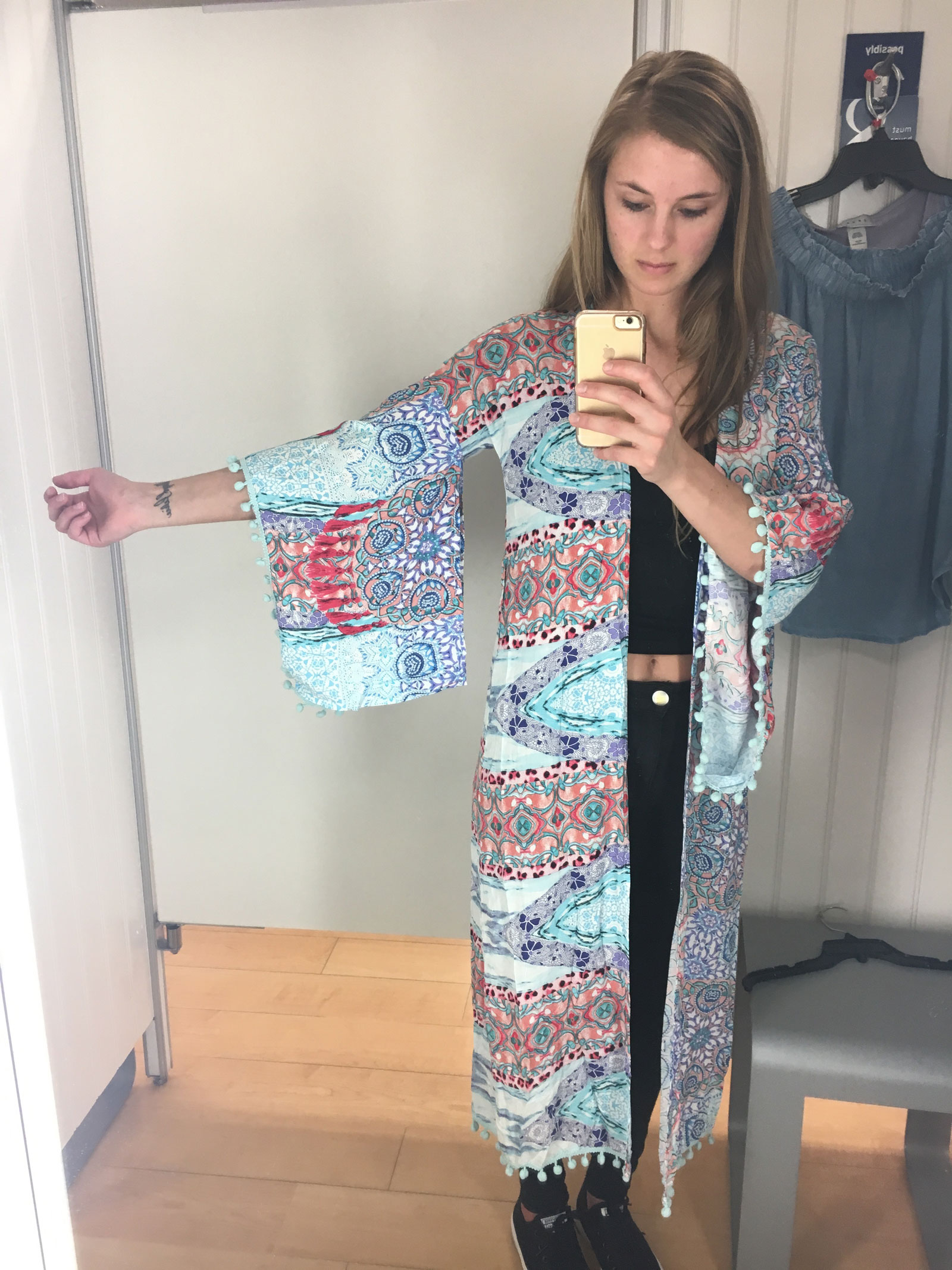 Marshall's Jaase Printed Tassel Kimono Sleeve