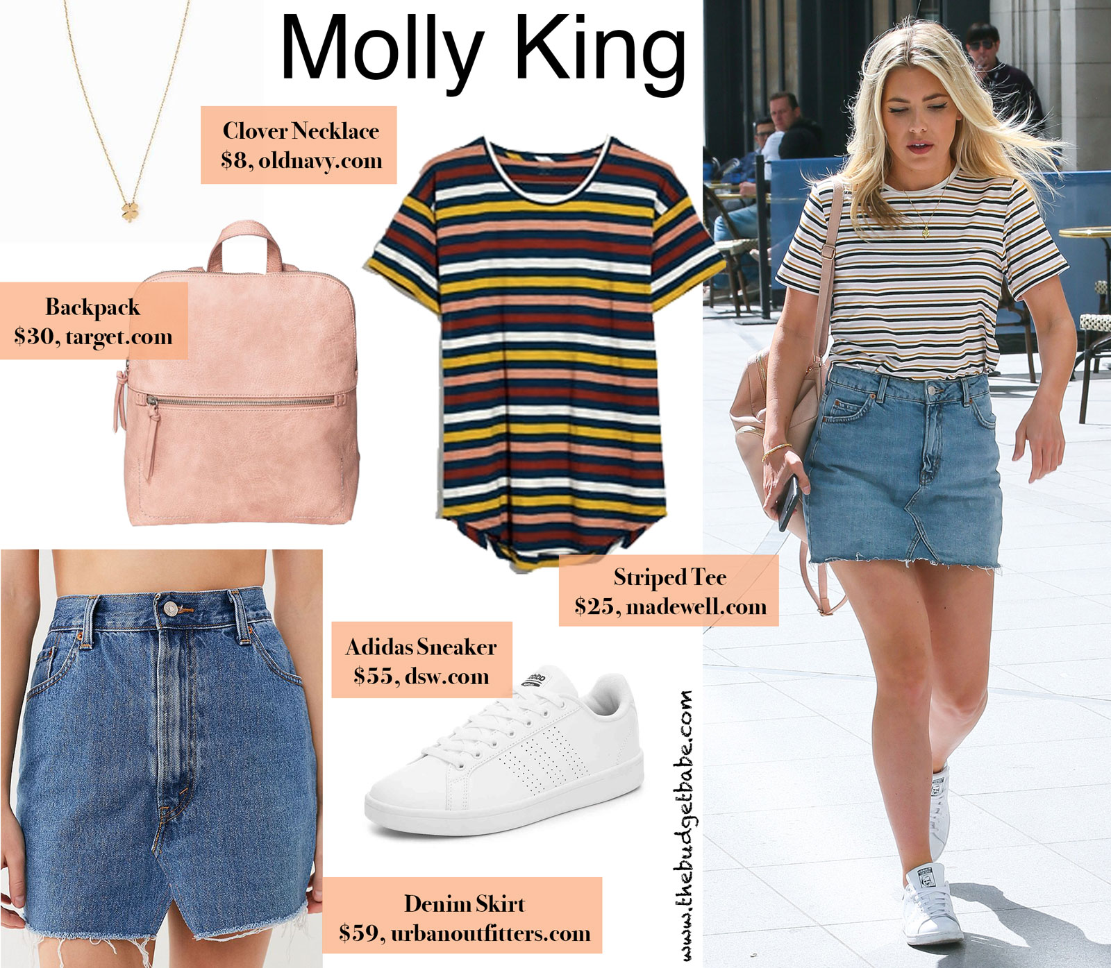 Molly King Denim Skirt Striped Tee Look for Less