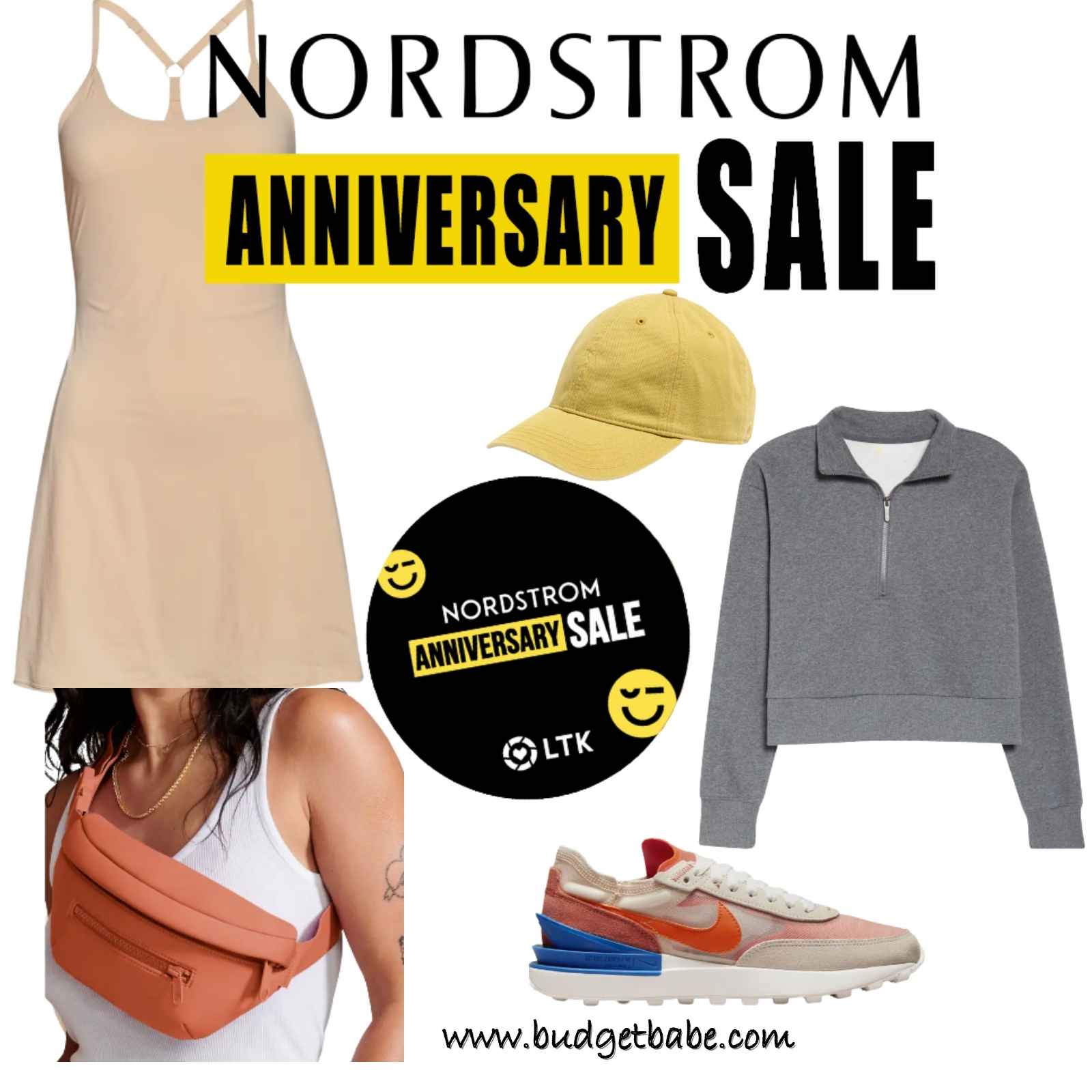 Outfit ideas from Nordstrom Anniversary Sale - athleisure dress, half zip, sneakers