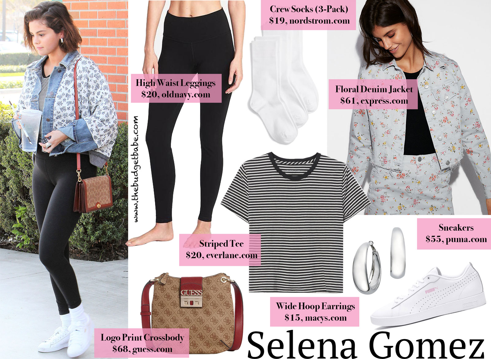 Selena Gomez Floral Denim Jacket Look for Less
