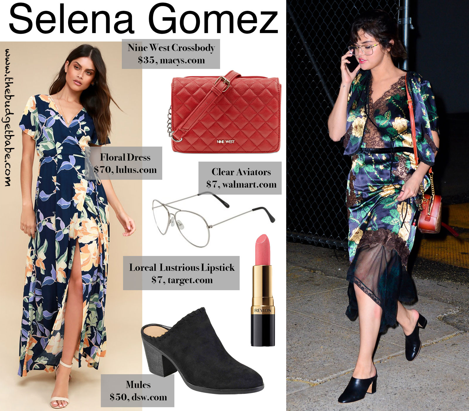 Selena Gomez Floral Dress and Mules