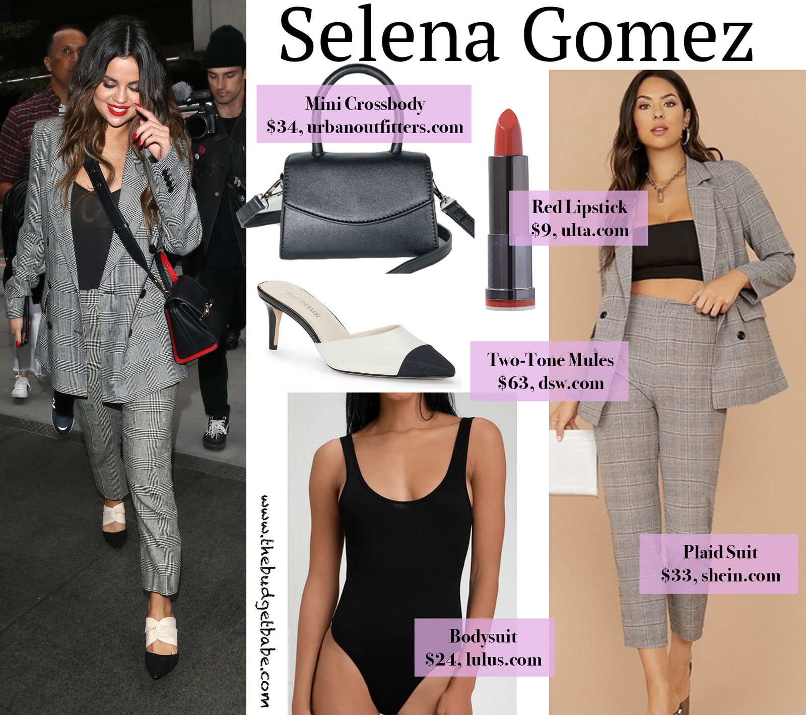 Selena Gomez FRAME Plaid Suit Look for Less
