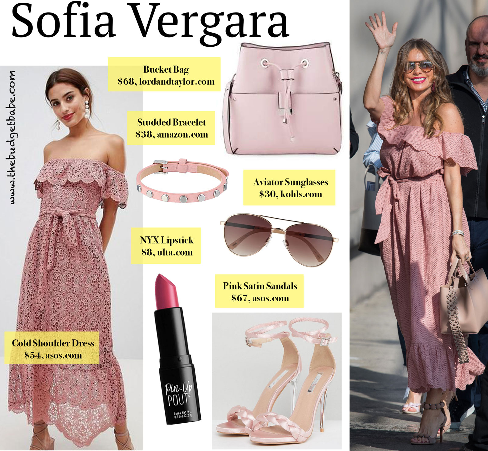Sofia Vergara Pink Cold Shoulder Dress Look for Less